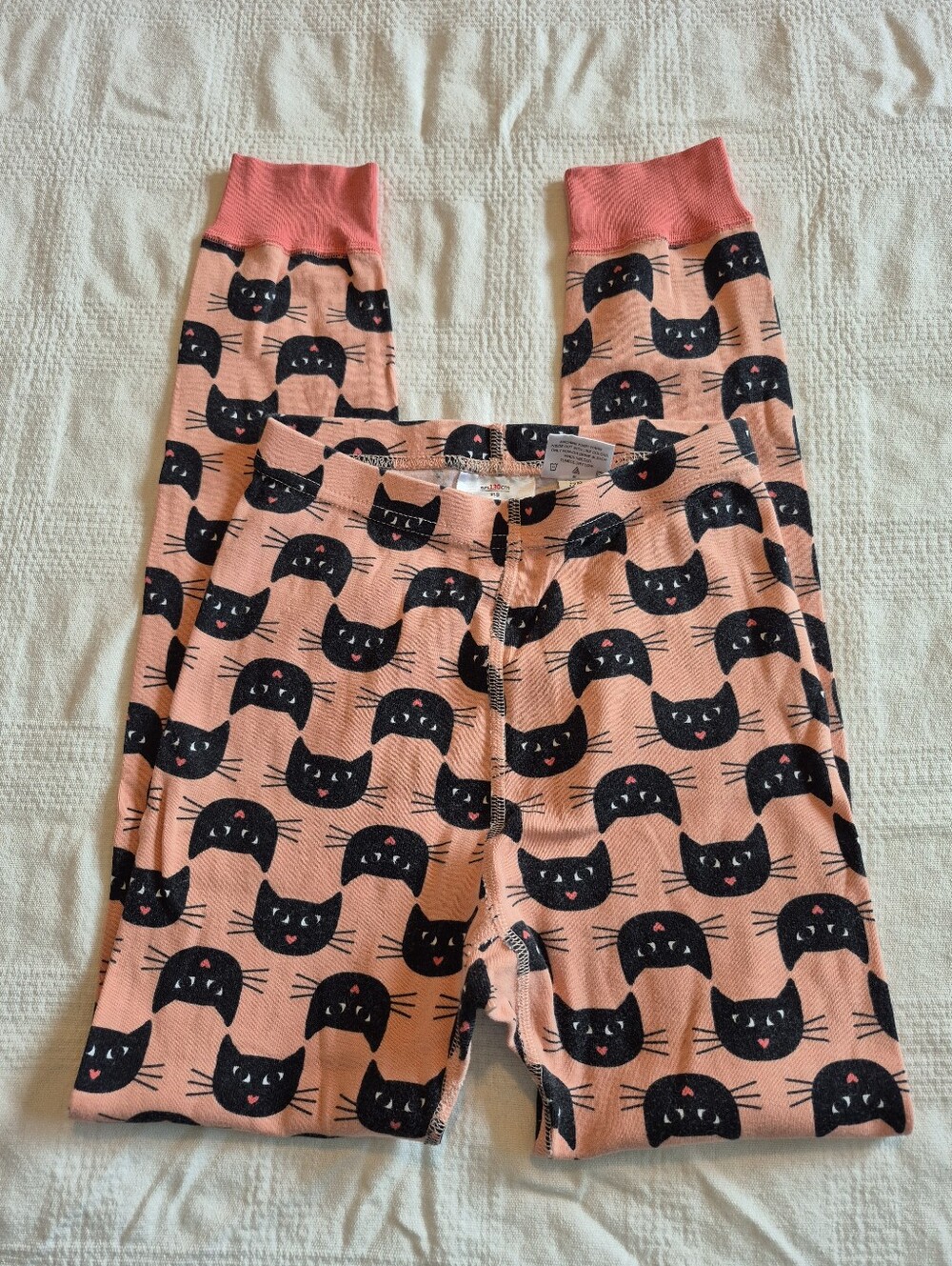 Hanna Andersson size 130 or 8 girls pajama bottoms cat print VGUC